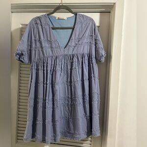The Impeccable Pig Light Blue Textured Mini Dress